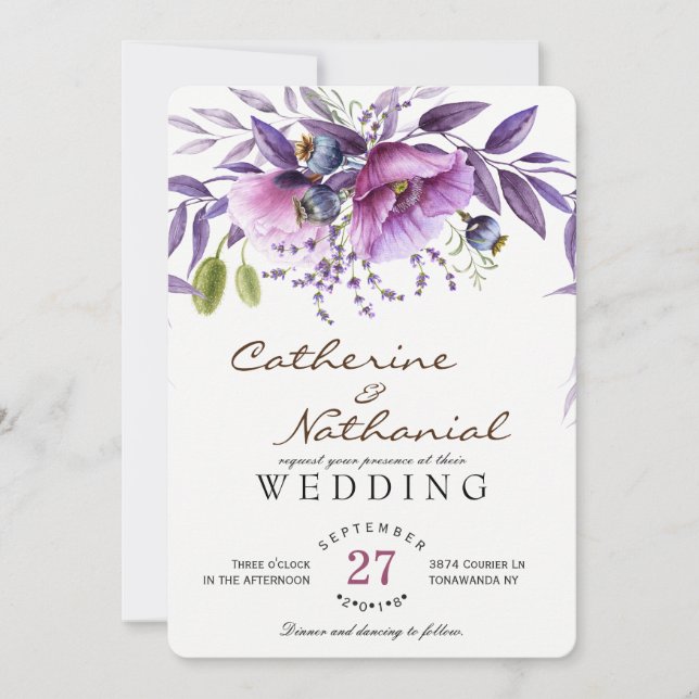 Modern Simple Floral Wedding Invitation (Front)