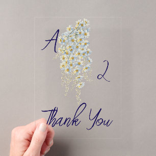 Modern Simple Floral Wedding Thank You Card Acrylic Invitations