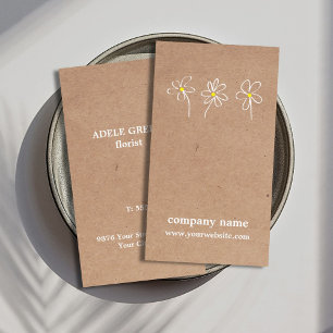 Modern Simple Flower Drawing Floral Business Card