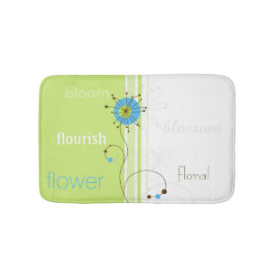 Modern Simple Flower Green Typography Bath Mat