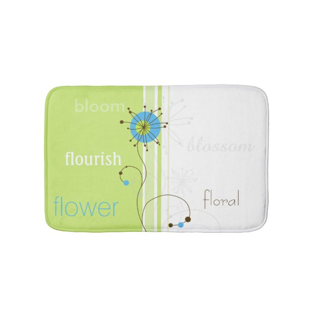 Modern Simple Flower Green Typography Bath Mat (Front)