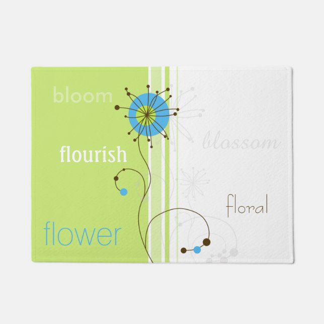 Modern Simple Flower Green Typography Doormat (Front)