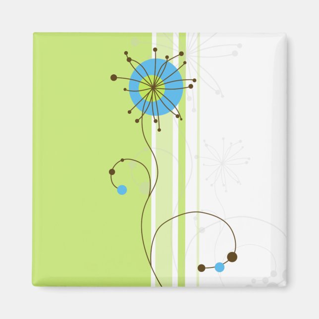 Modern Simple Flower Green Typography Magnet (Front)