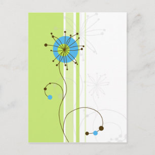 Modern Simple Flower Green Typography Postcard