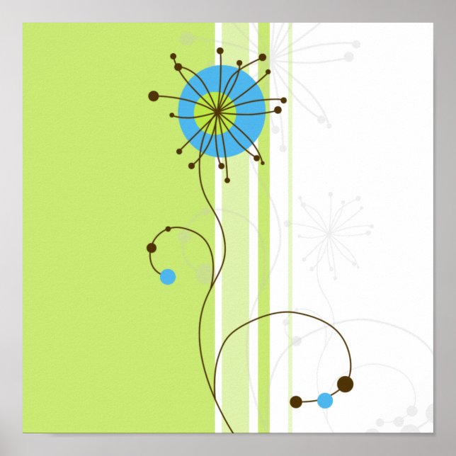 Modern Simple Flower Green Typography Poster (Front)