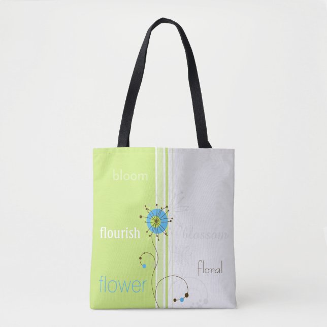 Modern Simple Flower Green Typography Tote Bag (Front)