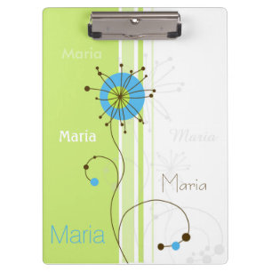 Modern Simple Flower Green Your Name Clipboard