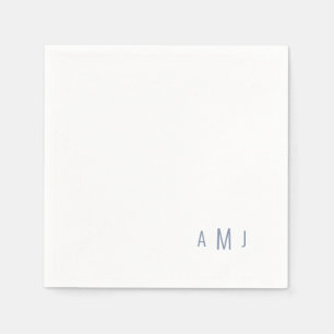 Modern Simple Font Dusty Blue Monogram Napkin