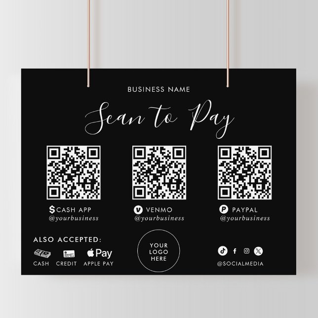 Modern Simple Formal Black QR Scan to Pay Sign (Creator Uploaded)
