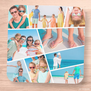 Modern Simple Fun Custom 9 Images Collage Photos Square Sticker