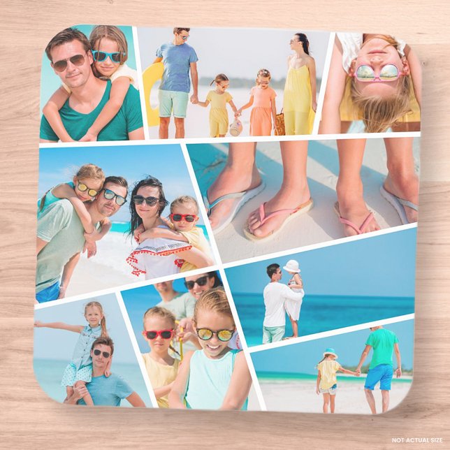  Modern Simple Fun Custom 9 Images Collage Photos Square Sticker (Creator Uploaded)