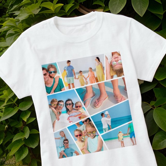  Modern Simple Fun Custom 9 Images Collage Photos T-Shirt (Creator Uploaded)