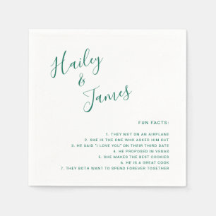 Modern Simple Fun Facts Emerald Green Wedding Napkin