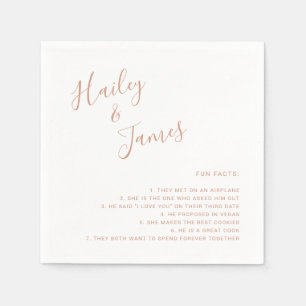 Modern Simple Fun Facts Rose Gold Wedding Napkin