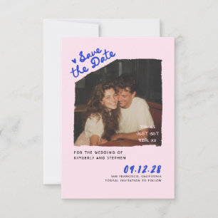 Modern Simple Fun Handwritten Save The Date Photo Invitation