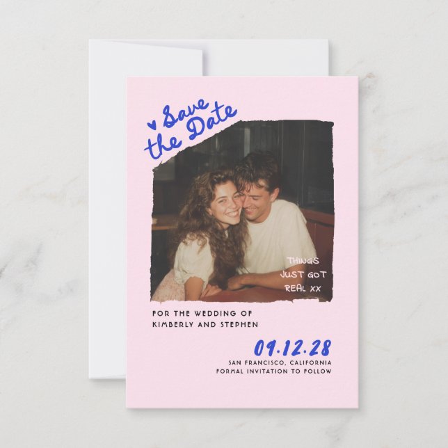 Modern Simple Fun Handwritten Save The Date Photo Invitation (Front)