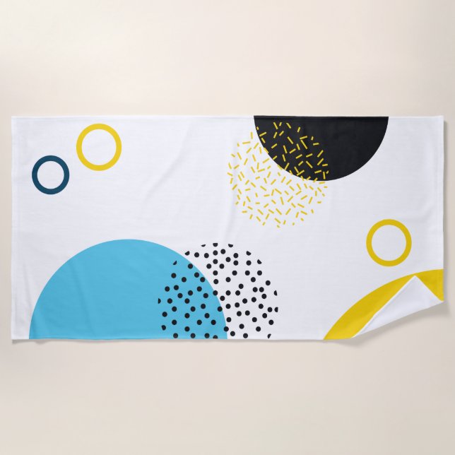 Modern, simple, fun, Memphis style geometric art Beach Towel (Front)