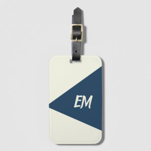 Modern Simple Geometric Blue and Cream Luggage Tag