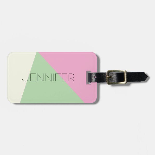 Modern Simple Geometric Colour Block Luggage Tag (Front Horizontal)