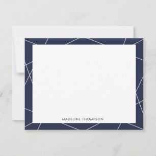 Modern Simple Geometric Navy Blue Border Name Card