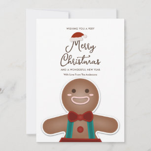 Modern Simple Gingerbread Man Merry Christmas Holiday Card