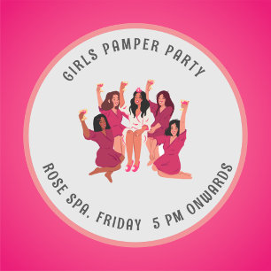 Modern simple girls pamper party classic round sticker
