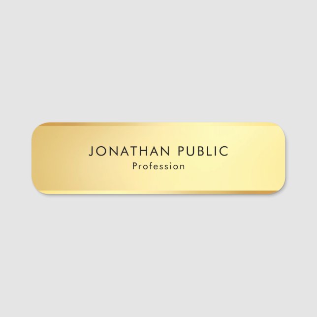 Modern Simple Glamourous Gold Charming Template Name Tag (Front)