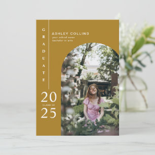 Modern Simple Gold Arch Photo Graduation Party Invitation