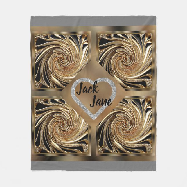 Modern simple gold art fleece blanket (Front)