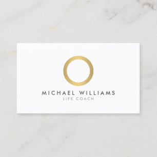 Modern Simple Gold Circle White Business Card