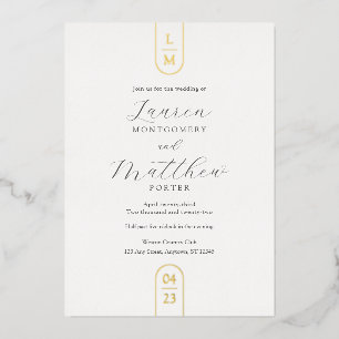 Modern Simple Gold Foil Monogram Wedding