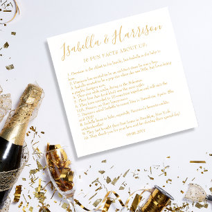 Modern Simple Gold Fun Facts Wedding Napkins