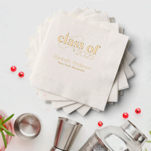 Modern Simple Gold Script Graduate Party Foil Napkins