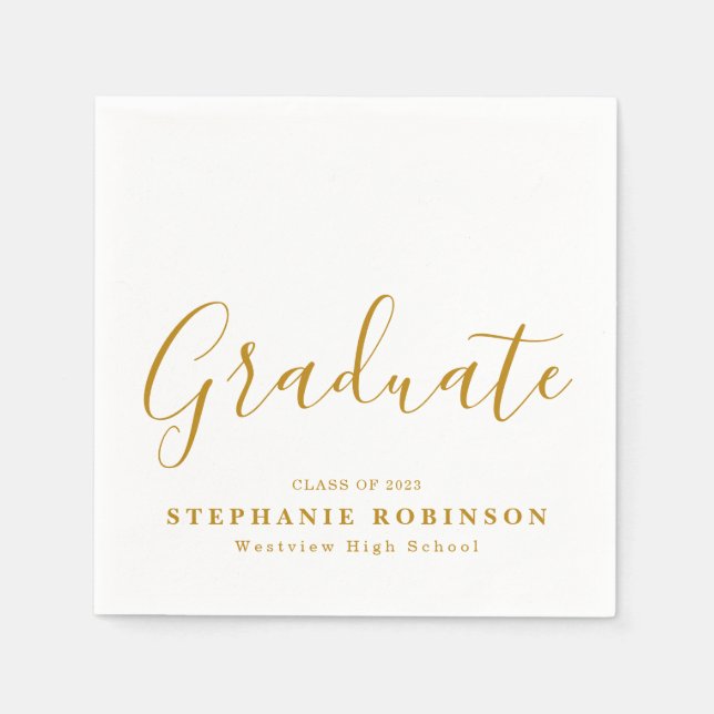 Modern Simple Gold Script Graduation Party Napkin (Front)
