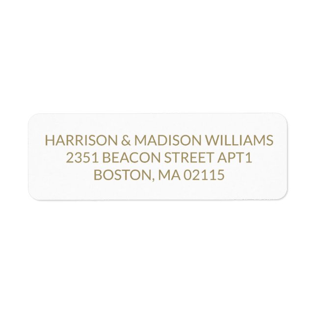 Modern simple gold white Return Address  (Front)