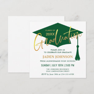 Modern Simple Golden Green Graduation Party Invitation