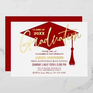 Modern Simple Golden Red Graduation Party