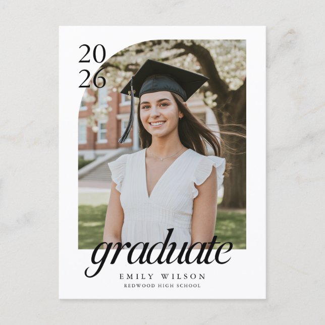 Modern Simple Grad Graduate Arch Photo Graduation Postcard (Front)