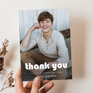 Modern Simple Grad Graduate Photo Graduation Thank You Card
