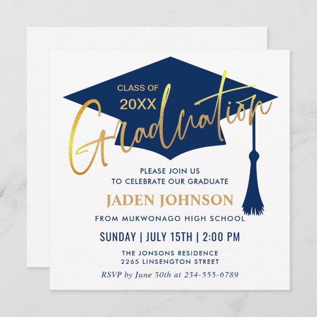 Modern Simple Grad Graduation Party Invitation (Front/Back)