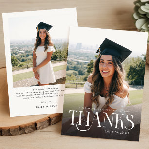 Modern Simple Graduate Two Photo Graduation Thank You Card