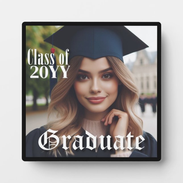Modern Simple Graduation Graduate Photo Class Year Plaque (Front)