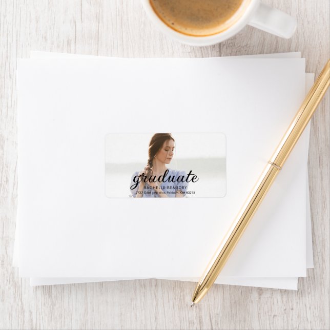 Modern Simple Graduation Photo Address Label (Insitu)