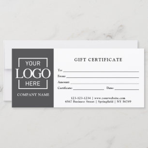 Modern Simple Gray Business Logo Gift Certificate