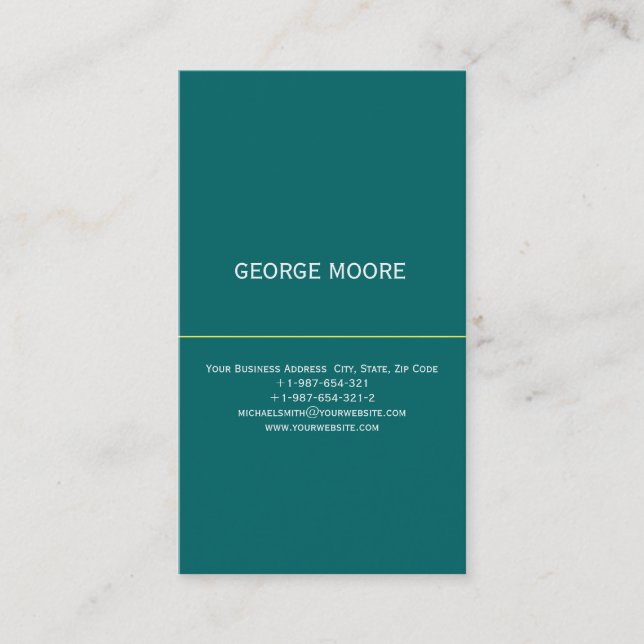 Modern Simple Green Blue Plain Business Card (Front)