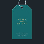 Modern Simple Green & Gold Christmas Gift Tags<br><div class="desc">Minimalist simple green & gold Christmas gift tag or bottle tag featuring customisable modern typography. Customise with festive phrase,  short greeting and sender's name.</div>