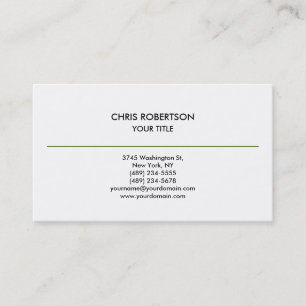 Modern Simple Green Line White Business Card