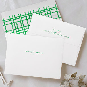modern simple green painted holiday pre addressed envelope