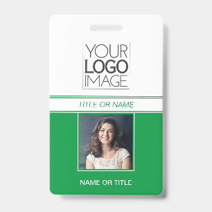 Modern Simple Green Photo Professional Name Tag ID Badge