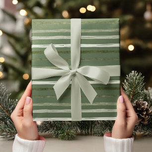 Modern Simple Green Stripes Christmas Wrapping Paper